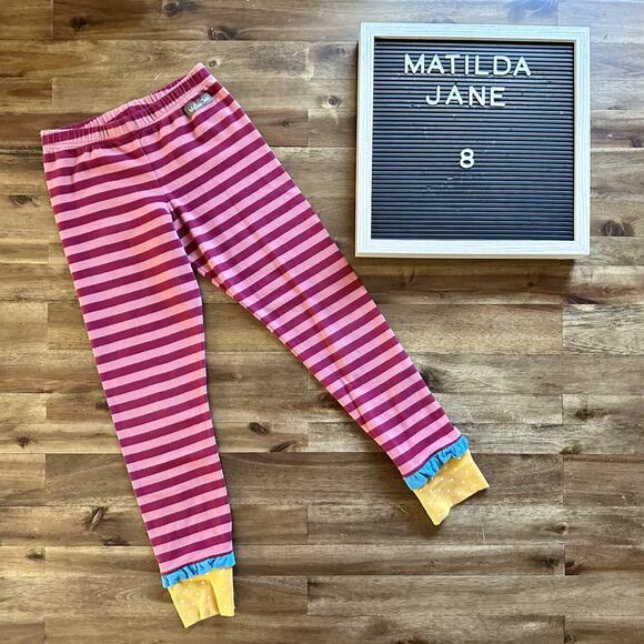 Matilda Jane Choose Your Own Path Be Humble Knit Red Yellow Striped Leggings 8 - Picture 1 of 7